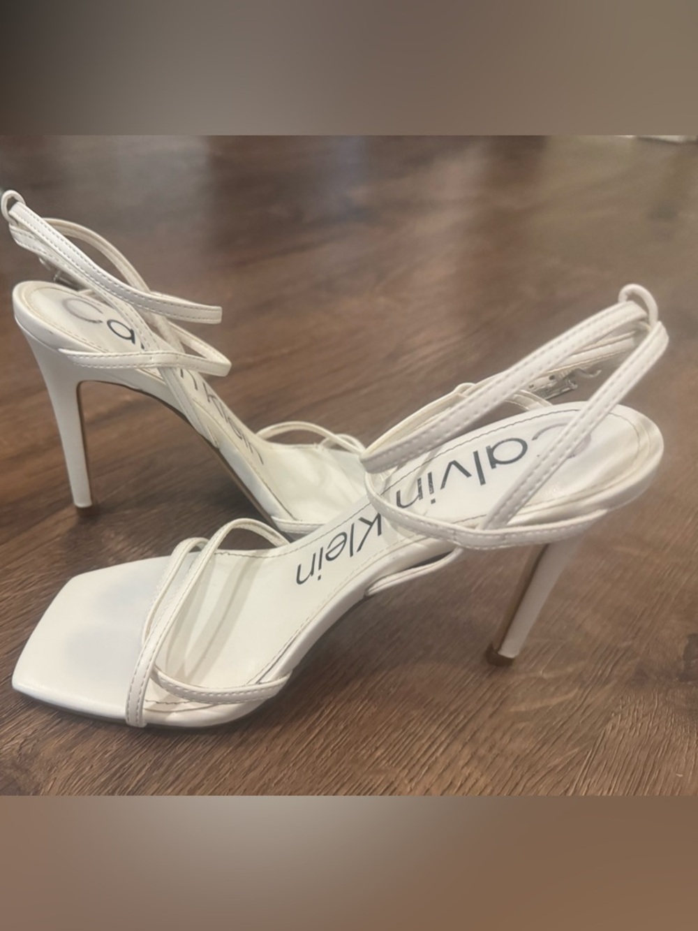 Calvin Klein White Minimalist Strappy Stiletto Sandals